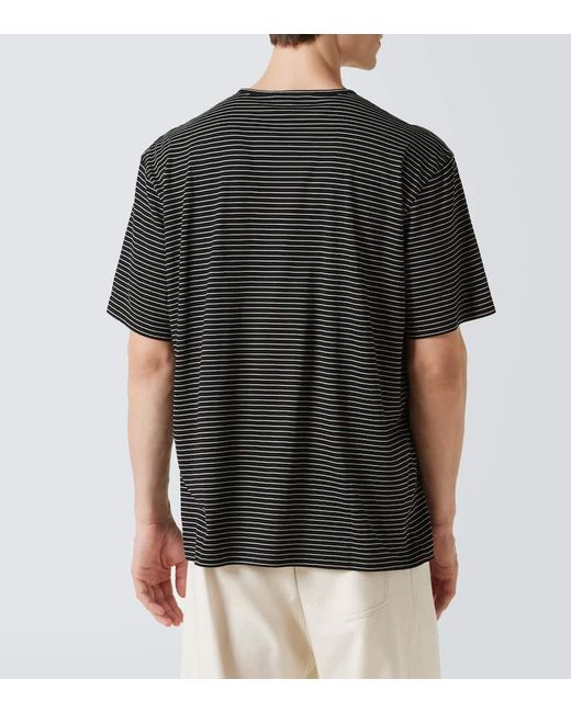 Camiseta En Jersey De Algodon A Rayas Lemaire de hombre de color Black