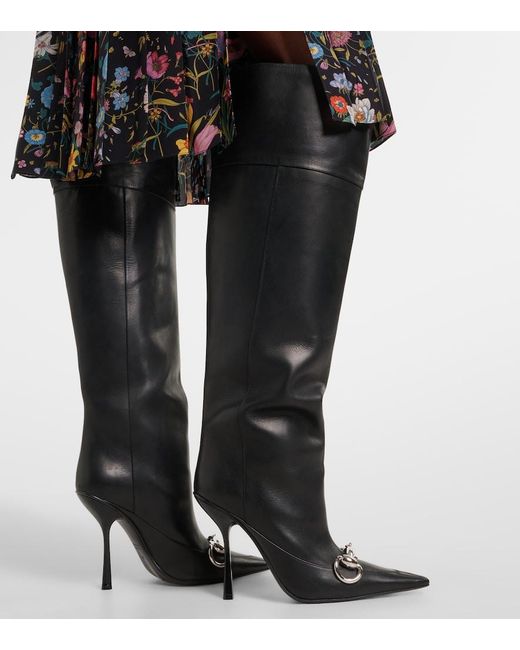 Gucci Black Boulevard Horsebit Leather Knee-High Boots