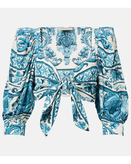 Top Cropped Con Stampa di Adriana Degreas in Blue