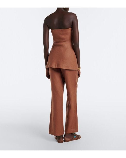 Faithfull The Brand Brown Capriolla Linen Wide-Leg Pants