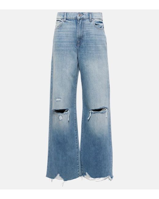 7 For All Mankind Blue High-Rise Wide-Leg Jeans Scout