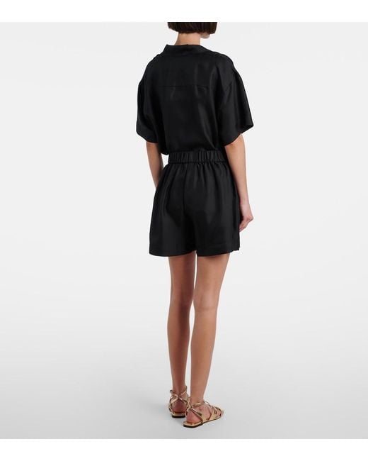 Asceno Black Zurich Silk Twill Shorts