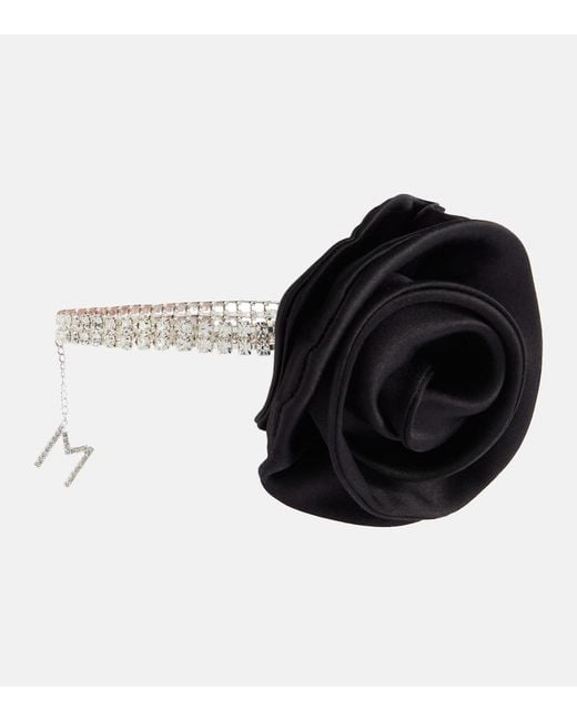 Magda Butrym Black Floral-Applique Crystal-Embellished Choker