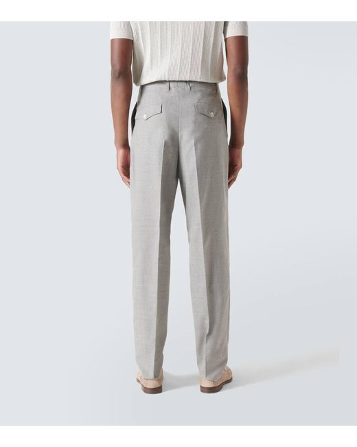 Pantaloni tapered in lana vergine di Brunello Cucinelli in Gray da Uomo