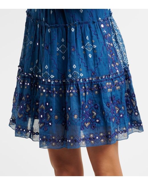 Juliet Dunn Blue Bedrucktes Minikleid Aus Baumwolle