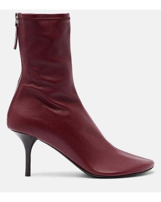 Acne Purple Leather Ankle Boots