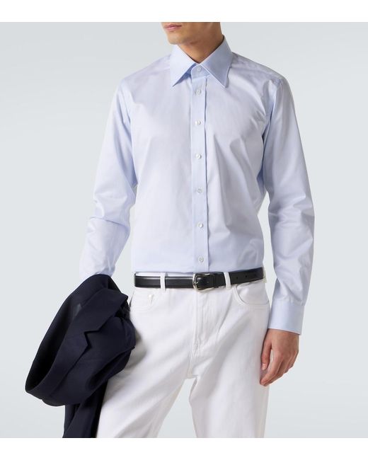 Thom Sweeney Blue Cotton Shirt for men