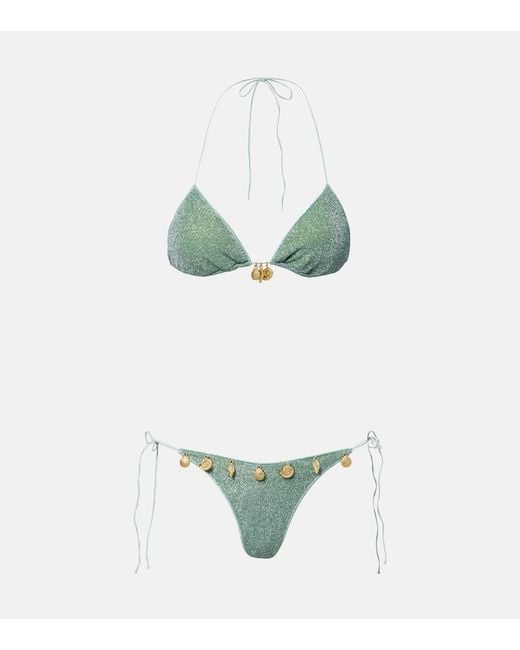 Oseree Green Lumiere Embellished Bikini