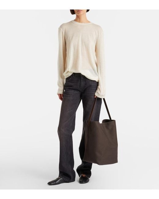 The Row Black Tote Bag N/S Park Large Aus Canvas Und Leder