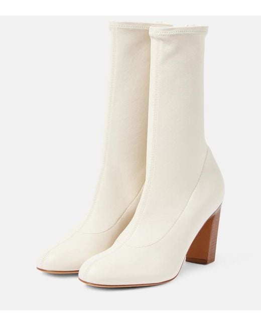 Khaite White Apollo Leather Ankle Boots
