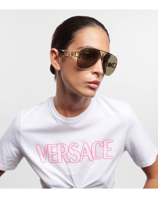 Versace Natural Medusa Aviator Sunglasses