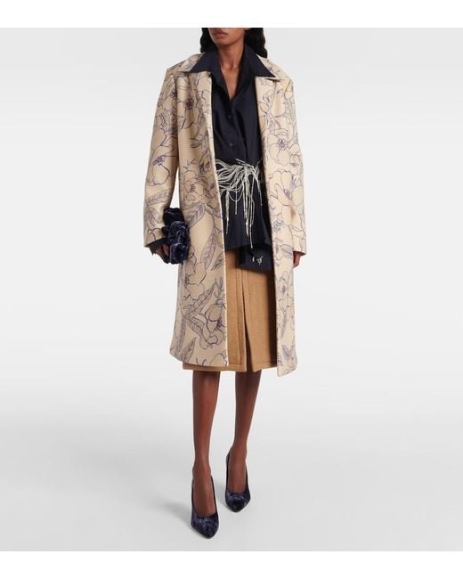 Dries Van Noten Natural Wool Midi Skirt