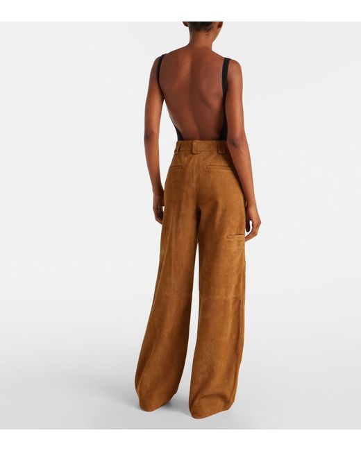 Tory Burch Brown Suede Wide-Leg Pants