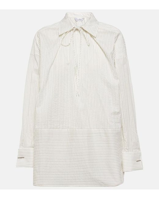 Max Mara White Saletta Pinstripe Cotton And Silk Shirt