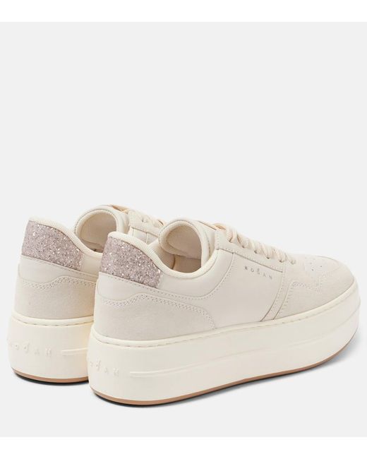 Baskets H670 A Plateforme En Daim Hogan en coloris White