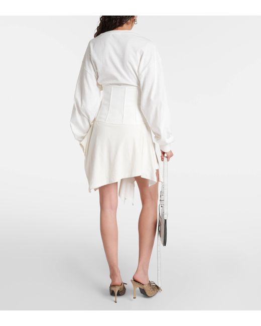 Acne White Asymmetric Cotton Jersey Corset Dress