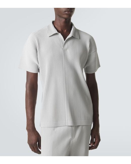 Homme Plissé Issey Miyake Gray Basics Pleated Polo Shirt for men