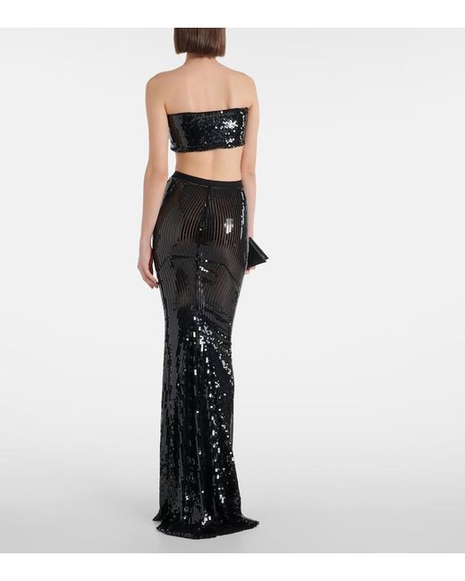 Rick Owens Black Lilies Sequined Maxi Skirt
