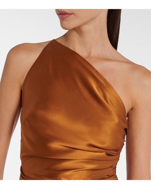The Sei Brown Asymmetric Gathered Silk Gown