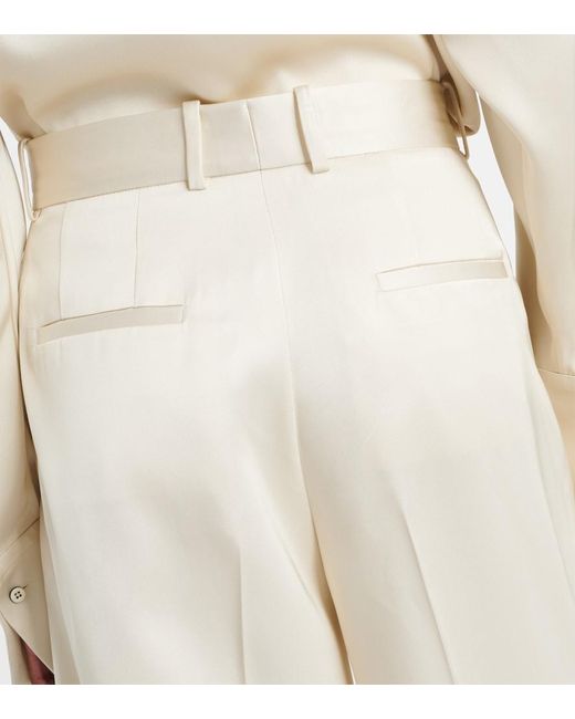 Pantaloni a gamba larga in raso di Jil Sander in White