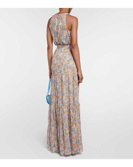 Veronica Beard White Florencia Floral Silk Maxi Dress