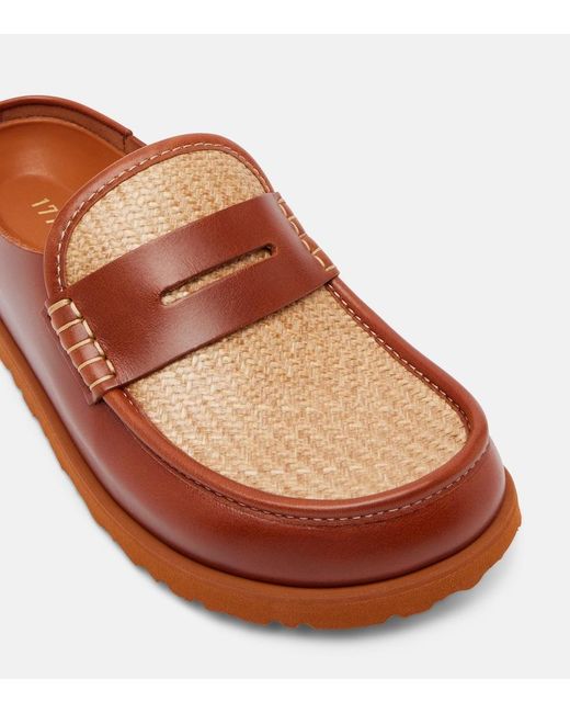 Birkenstock Brown Naples Leather-Trimmed Woven Mules