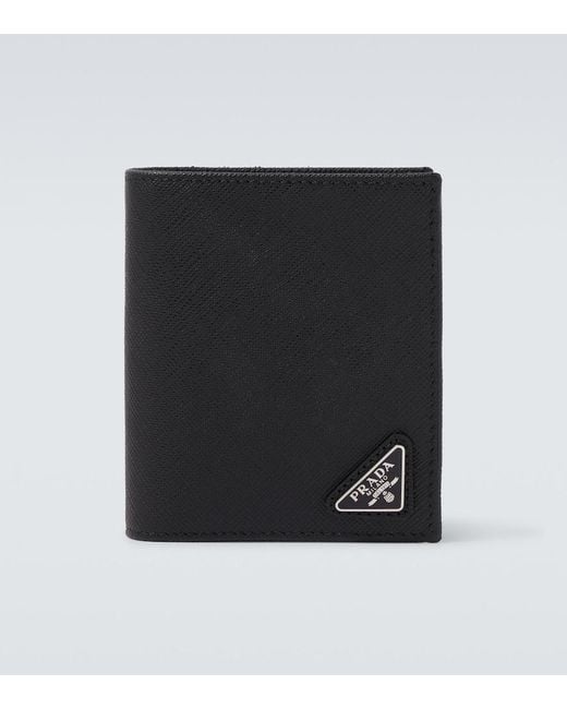 Prada Black Logo Saffiano Leather Wallet for men