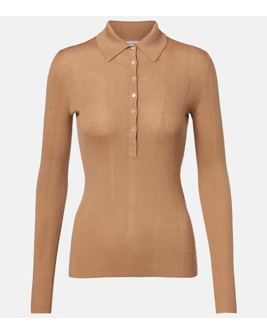 Gabriela Hearst Brown Sophia Wool Polo Sweater