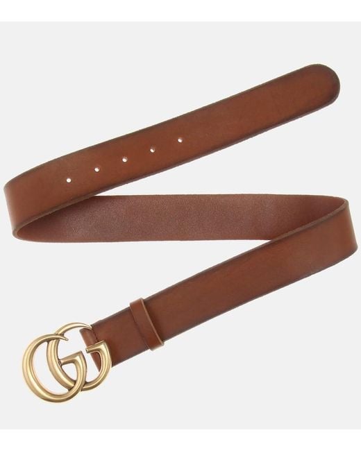 Gucci Brown Leather Double G Belt
