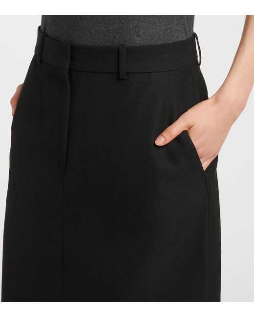 Totême Black Low-Rise Maxi Skirt