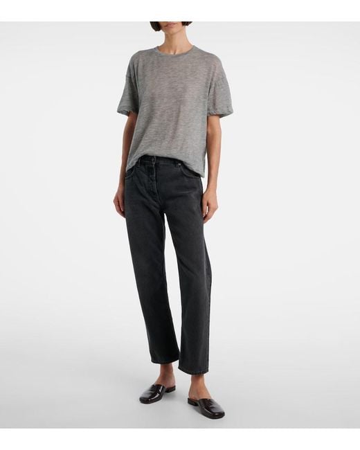 The Row Gray Lila Knitted Cashmere Top