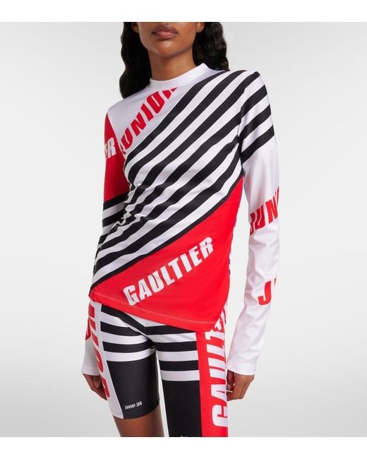 Jean Paul Gaultier Red Logo Striped Jersey T-Shirt