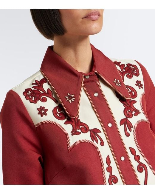 ALÉMAIS Duke Embroidered Wool-Blend Shirt