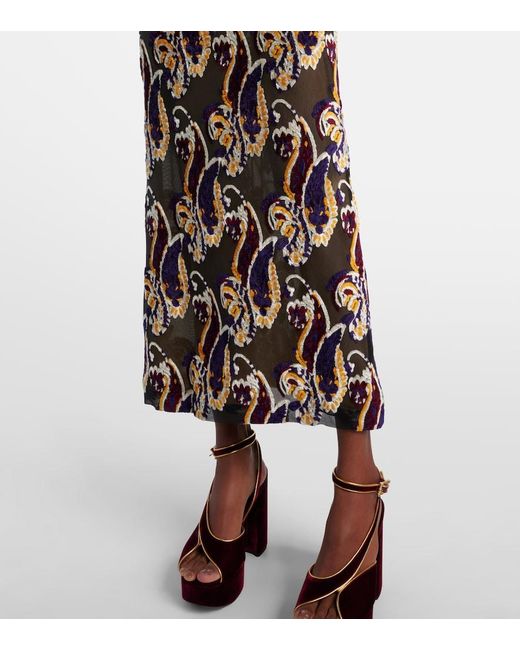Etro Multicolor Paisley Semi-Sheer Midi Dress