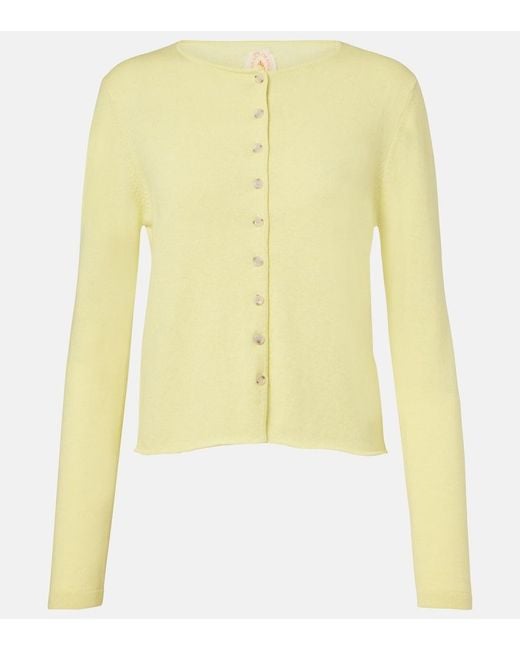 Jardin Des Orangers Yellow Cotton And Cashmere Cardigan