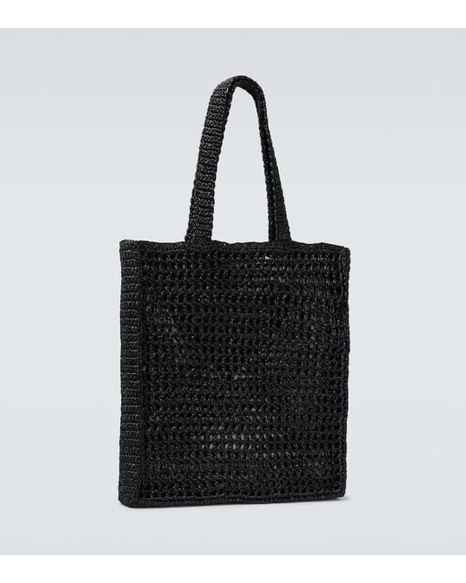 Prada Black Logo Crochet Tote Bag for men