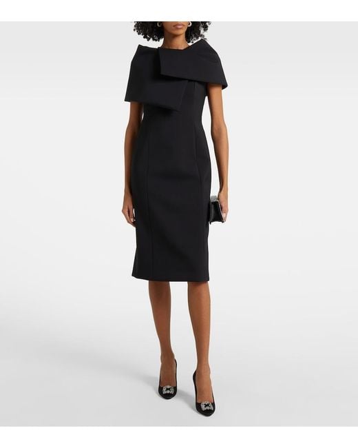 Oscar de la Renta Black Draped Cocktail Dress