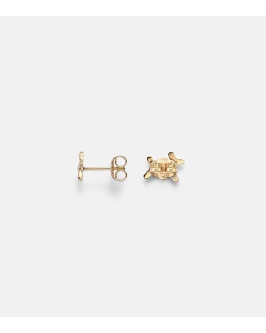 Sydney Evan White Balloon Dog 14Kt Earrings