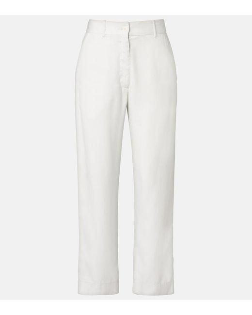 The Row White Igor Cotton Straight Pants