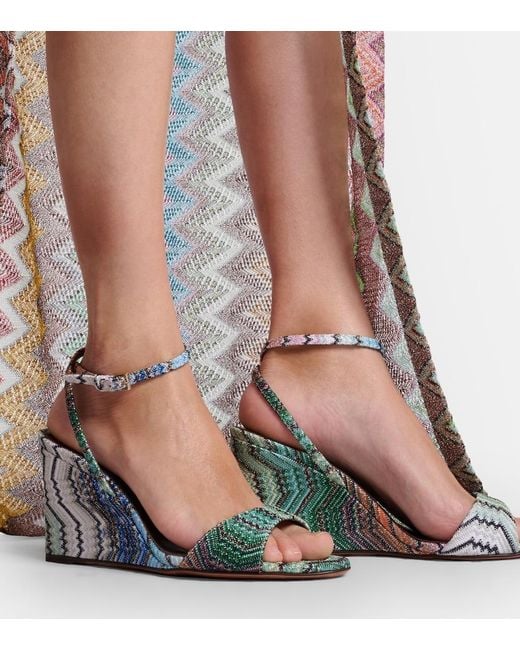 Missoni Green Julia Zigzag Lame Wedges