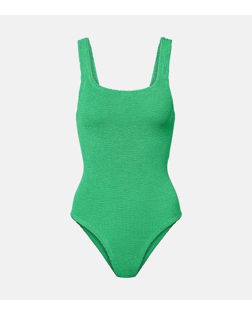 Hunza G Green Square Neck Swimsuit