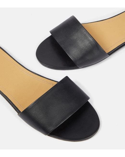 The Row Black Signum Leather Slides