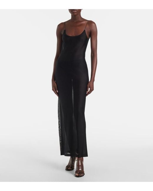 Alaïa Black Sheer Knitted Midi Dress