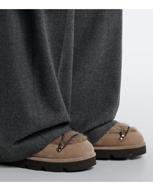 Brunello Cucinelli Brown Monili Shearling And Suede Snow Boots