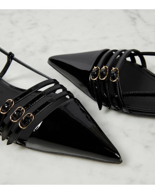 Dolce & Gabbana Black Patent Leather Slingback Ballet Flats