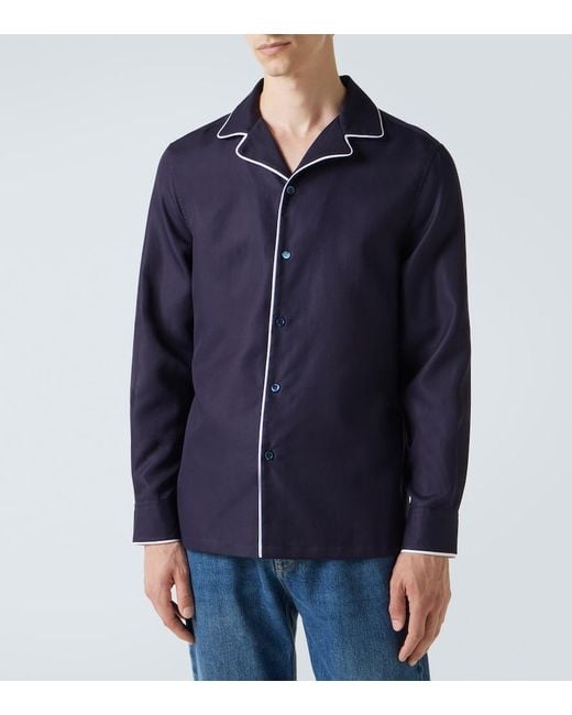 Brunello Cucinelli Pyjama-Hemd Aus Baumwolle in Blue für Herren