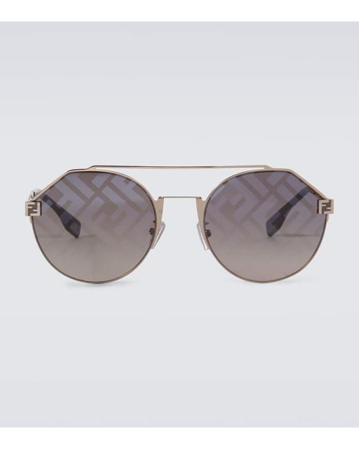 Fendi Gray Sky Round Sunglasses for men