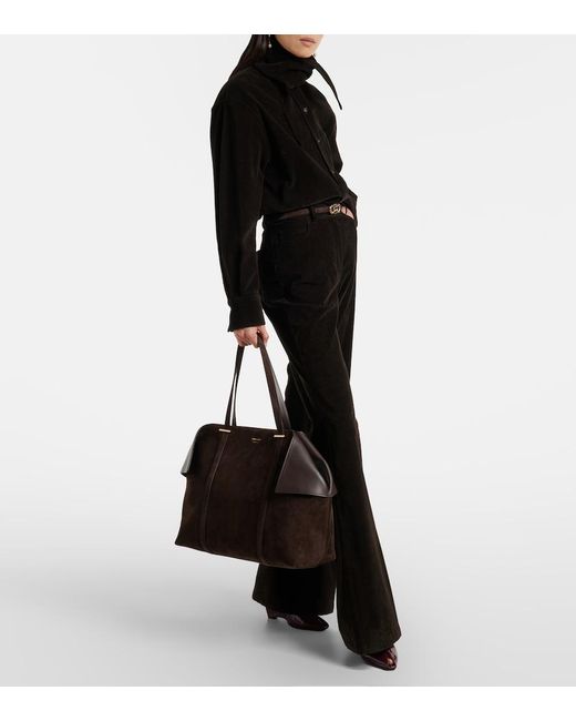Ferragamo Brown Scarf Large Suede Tote Bag