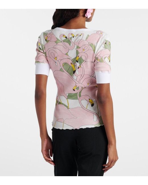 Chloé Pink Printed Cotton-Blend Henley Shirt
