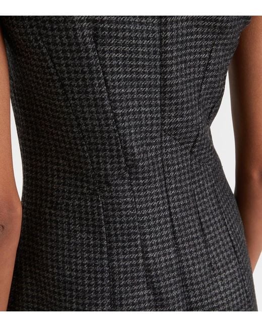 Emilia Wickstead Black Hartley Houndstooth Wool-Blend Midi Dress